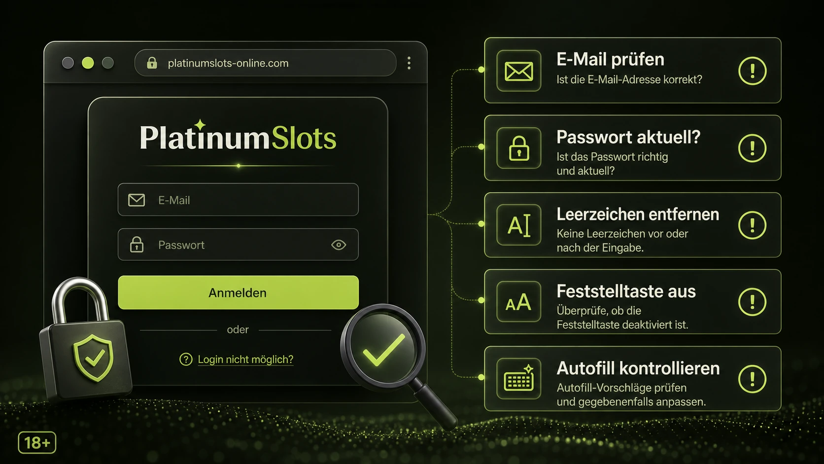 Zugangsdaten vor dem Login überprüfen